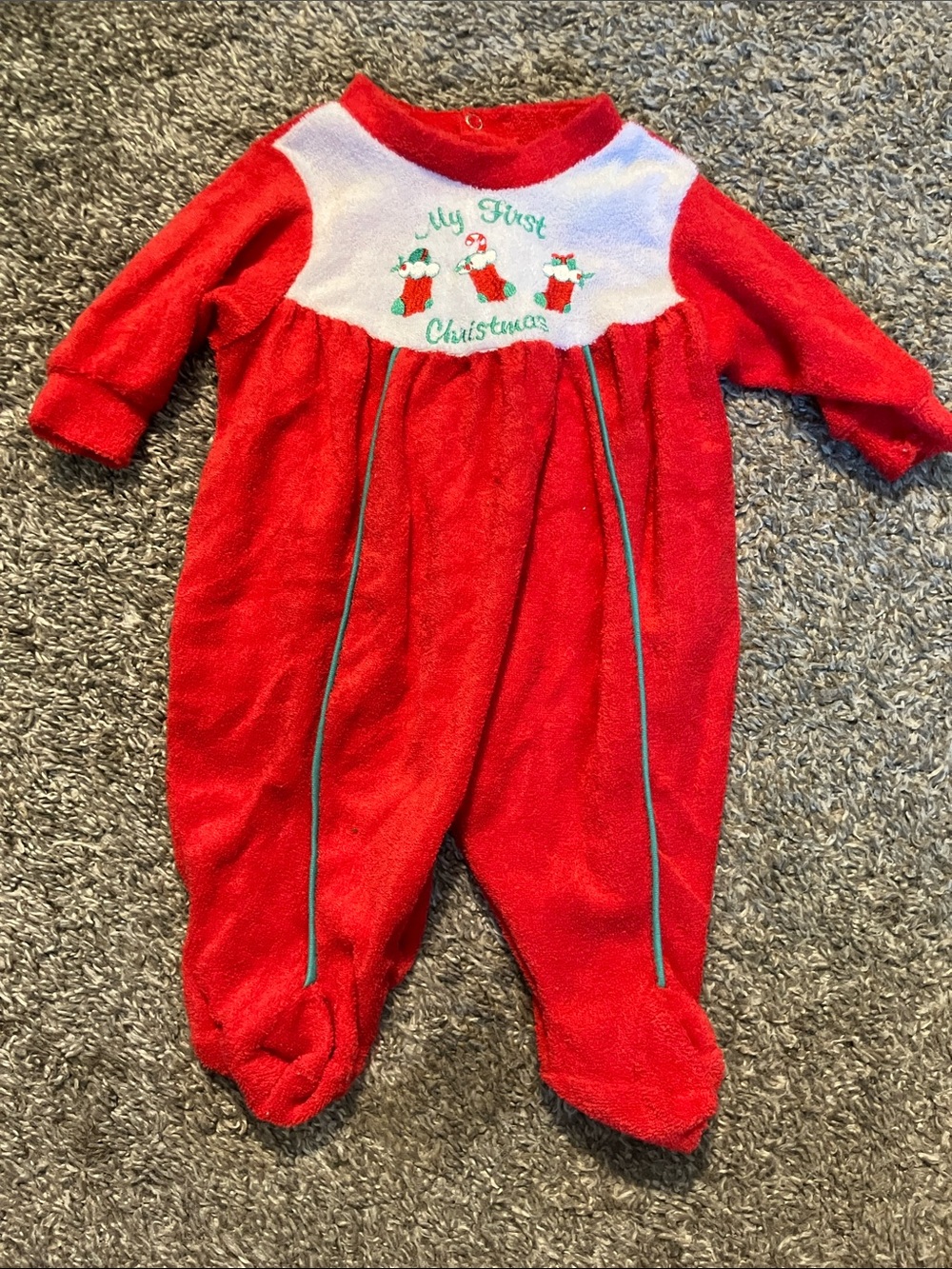 Vintage Little Me “My First Christmas" Footed One-Piece size small (0-11 lbs)